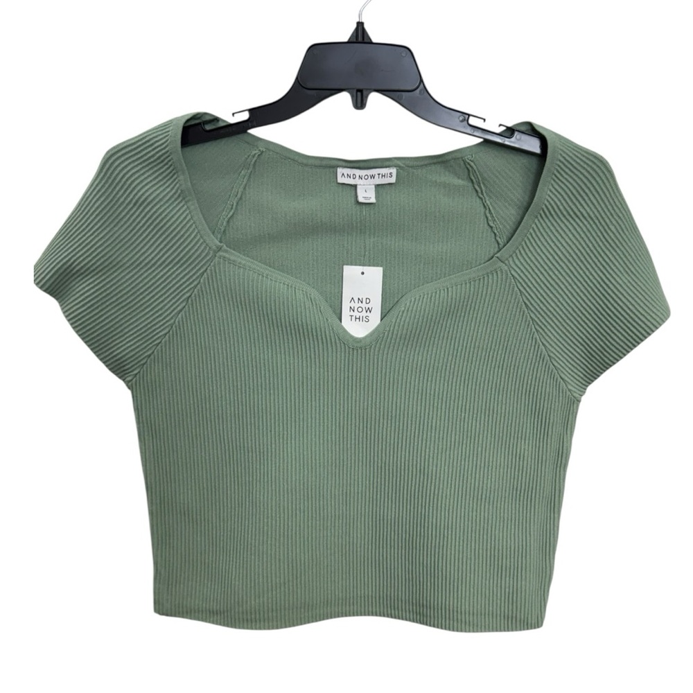 And Now This Women’s Sage Green Ribbed Crop Top Size‎ L